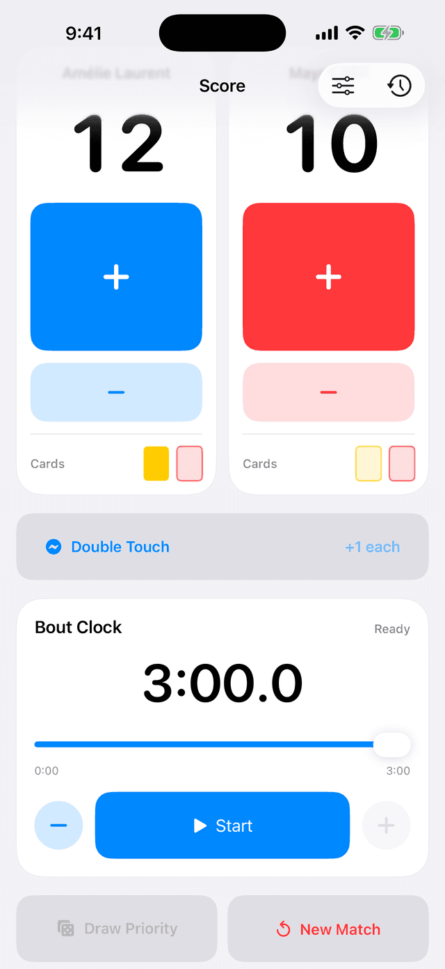 FencingScores Live Bout Scoring iPhone Mockup